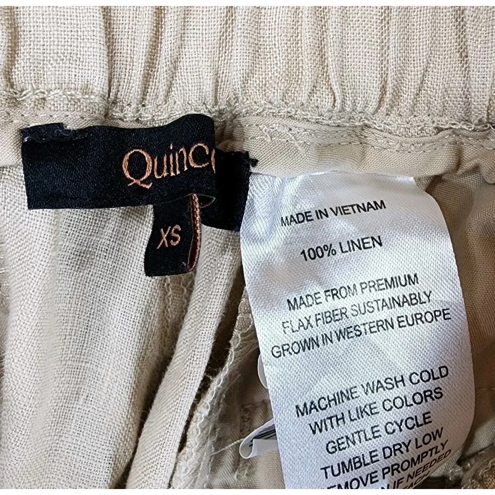 Quince 100% Linen Wide Leg Pants Womens XS Natural Beige Pullon Quiet Luxury